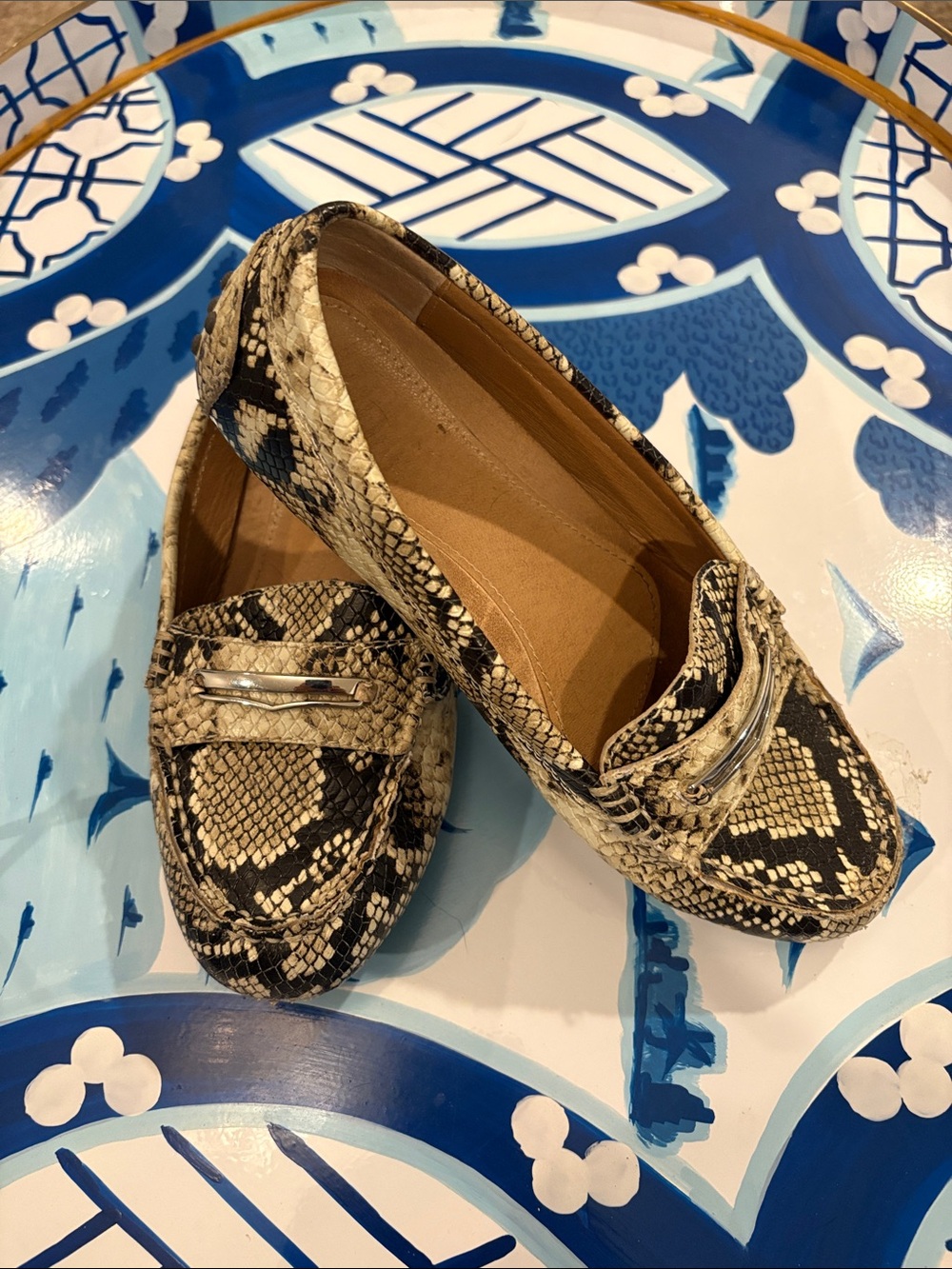 Vionic Snake-Print Women's Loafers with Silver Bit 6.5